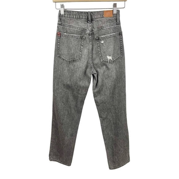 BDG Distressed w/ Rips High Rise Slim Straight Charcoal Wash Jeans Size 24 - Picture 6 of 9